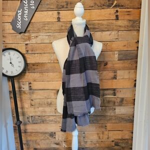 Gap Unisex Charcoal Heather Blacm Buffalo Checkered Scarf Size OS